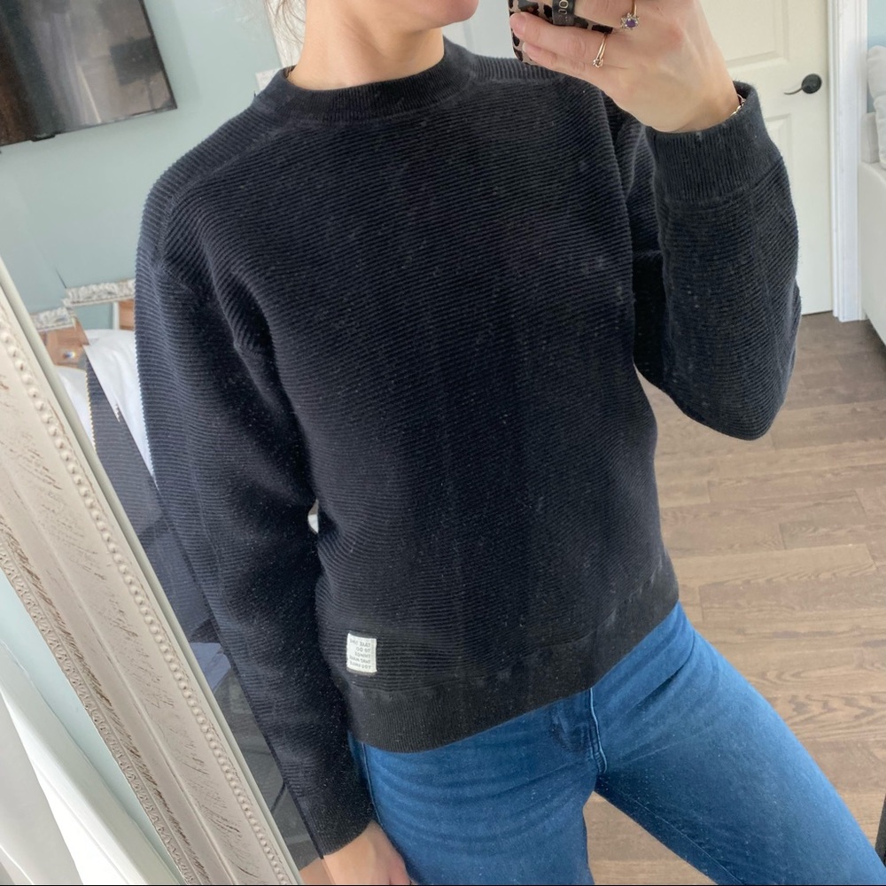 Zara Black Ribbed Textured Sweater